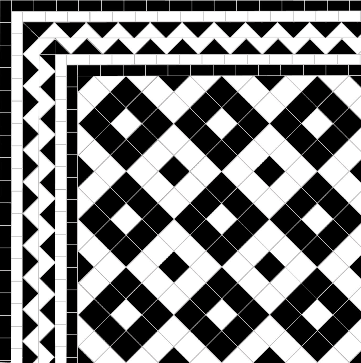 Alt Boxes - Zig Zag Border White-Four Lines — MOSAICS BY POST
